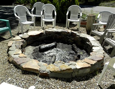 Stone Firepit For The Backyard Using Native Stone And Mortar A Bit