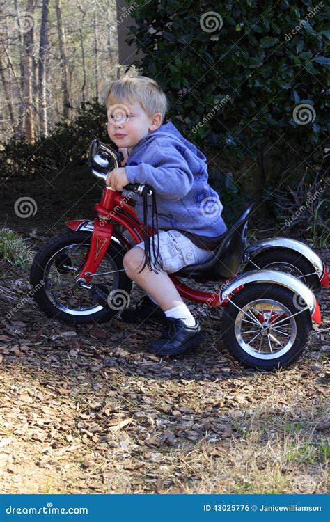 Little Boy On Tricycle Stock Photo Image Of Eyes Outdoors 43025776