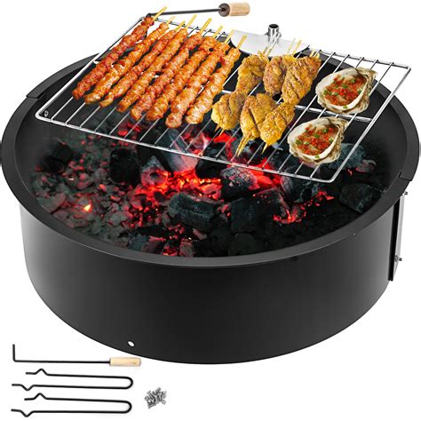 Make your business, home or residence stand out with a fire pit ring & liners. 24" Diameter Steel Fire Pit Liner Ring w/Grill Heavy Duty ...