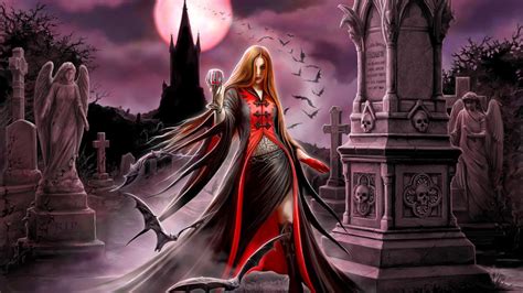 Female Character Wearing Red And Black Dress Wallpaper Vampires
