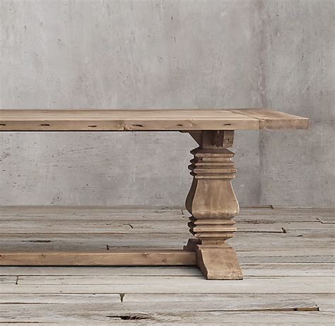 Salvaged Wood Trestle Rectangular Extension Dining Table