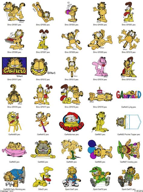 Click on a category below to access the designs. Free embroidery designs : Garfield - 45 embroidery designs ...