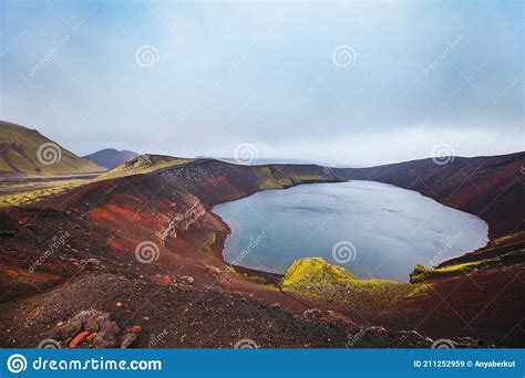 Iceland Ljotipollur Lake In Volcanic Mountains Of Landmannalaugar