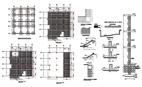 Foundation Plan Staircase Beam And Constructive Structure Details Dwg