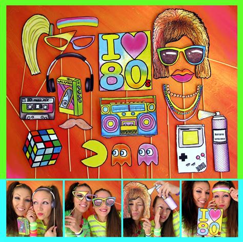 Eighties Photo Booth Props Perfect For A Throw Back 80s Theme Party