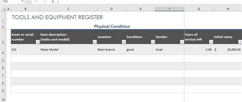 Plant And Equipment Hire Register Template