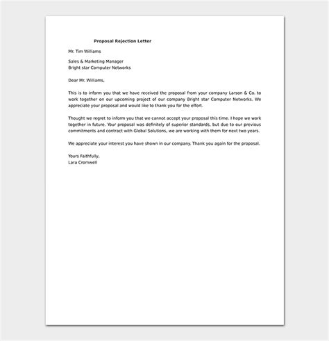 So, let's find out the correct way to mention email attachments. Sample Proposal Rejection Letter | Template Business Format
