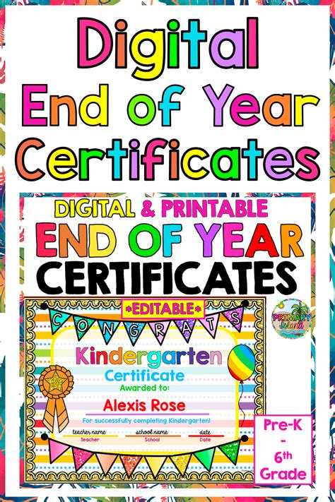 Editable Digital And Printable End Of The Year Certificates And Awards In