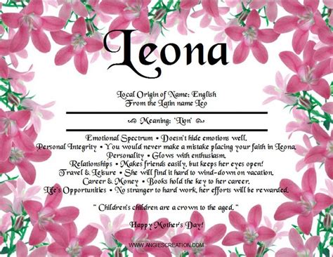 User submitted meanings 2 people from california, u.s. What does the name Leona mean - Google Search | Names with ...