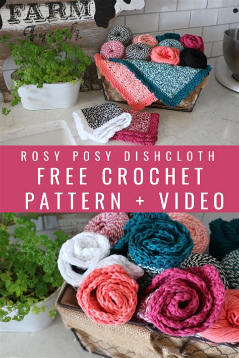 Crochet Rosy Posy Dishcloth Mjs Off The Hook Designs Crochet