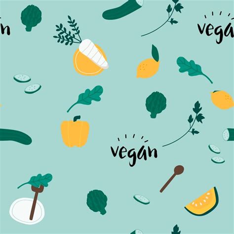 Healthy Vegan Seamless Wallpaper Vector Vector Free Download