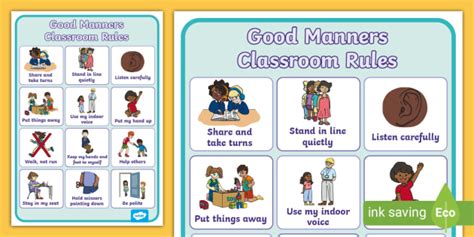 Good Manners Classroom Rules Poster Teacher Made