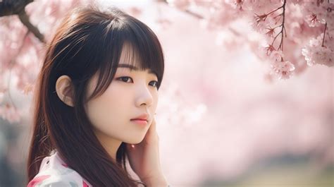 รูปพื้นหลังสาวเอเชียแสนสวยท่ามกลางดอกไม้ พื้นหลัง หญิงงามและดอกซากุระ ถ่ายภาพ hdภาพพื้นหลัง