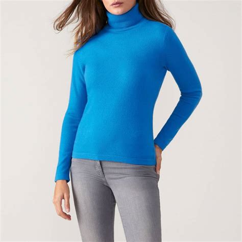 Blue Roll Neck Cashmere Jumper Brandalley