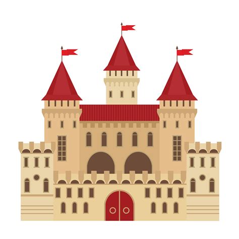 Vector Illustration Of A Castle In Flat Style Medieval Stone Fortress