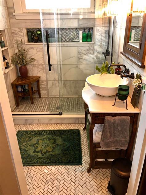 I Just Remodeled My Bathroom Album On Imgur Green Knobs Oak Picture Frames Shower Plumbing