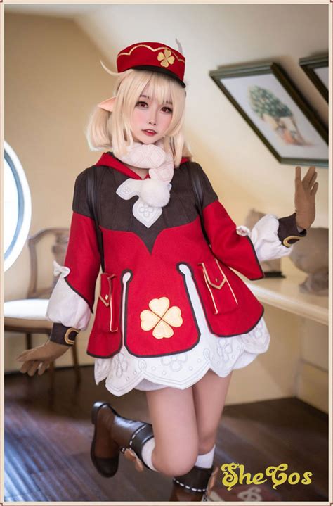 Luxurious Genshin Impact Klee Cosplay Costume Original Red Lovely Dress