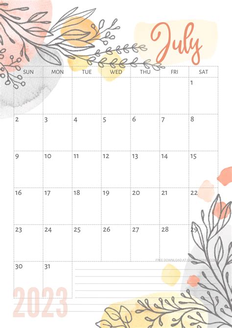 Pretty 2023 Calendar Free Printable Template Cute Freebies For You