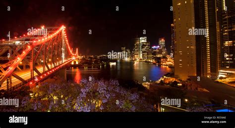 Story Bridge And Brisbane River Brisbane By Night Queensland