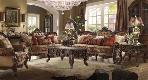 Homey Design Hd 39 3pc Sofa Love Chair Set Dark Oak Finish European