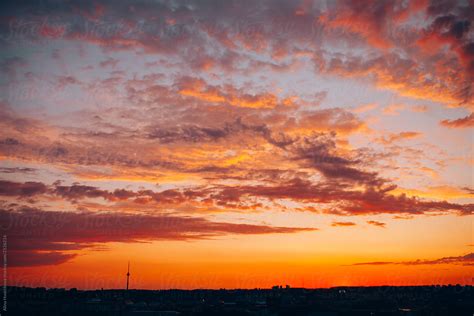 Gold Sunset Sky Above City By Stocksy Contributor Alina Hvostikova