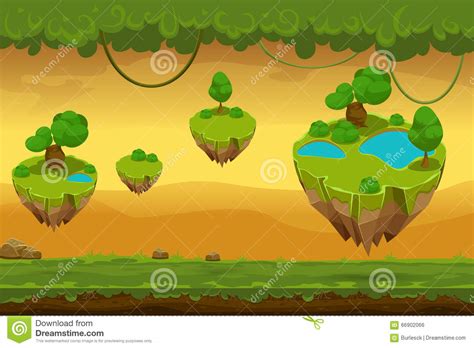 Horizontal Seamless Cartoon Fantastic Forest Landscape Stock Vector ...