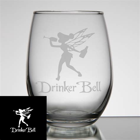Drinkerbell Engraved Stemless Wine Glass Tinkerbell Disney Etsy