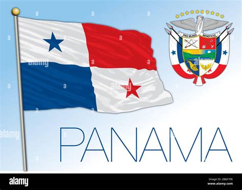 Panamá bandera nacional oficial y escudo de armas Centroamérica