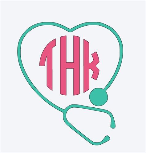 Items Similar To Heart Stethoscope And Initials Vinyl Decal On Etsy
