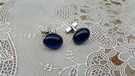 Vintage Swank Sterling Blue Cabochon Cufflinks Etsy Blue Cabochon