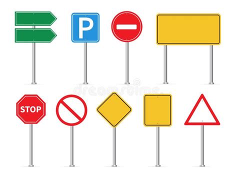 Road Signs Set Stop Sign Parking Sign On White Background Vector