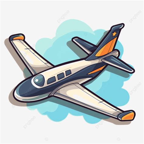 Cartoon Airplane In The Sky Cartoon Icon Vector Jet Sticker Cartoon