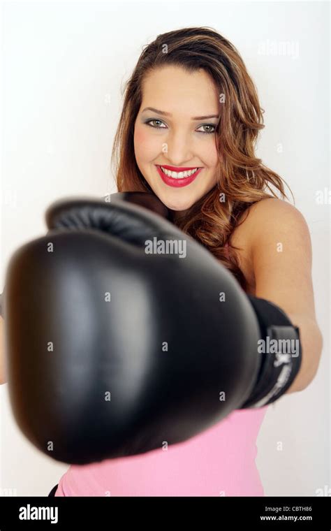 Pretty Woman Wearing Boxing Gloves Stock Photo Alamy