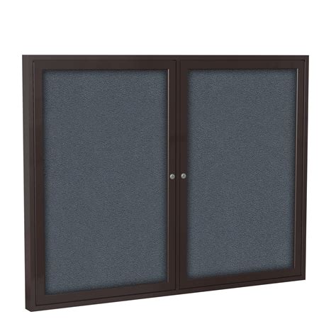 Pb23660f 91 Ghent 2 Door Enclosed Noticeboard Fabric Bulletin Boards With Bronze Frame Wall