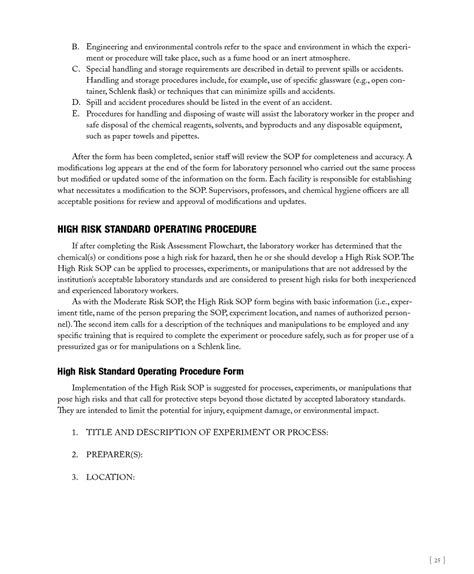 4 Standard Operating Procedure Forms Chemical Laboratory