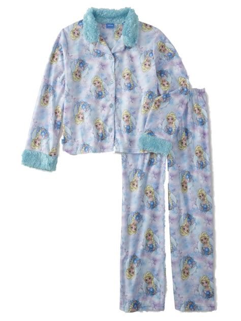 Disney Disney Frozen Girls Blue Flannel Princess Elsa Pajamas Sleep Set