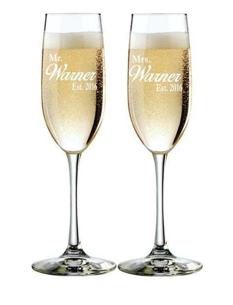 Bride And Groom Toasting Glasses Engraved Champagne Flutes
