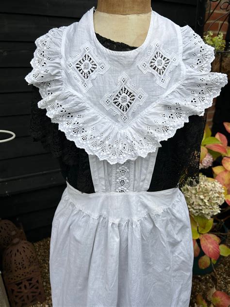 Antique Maids Apron Pinny Service Apron Victorian Edwardian Etsy