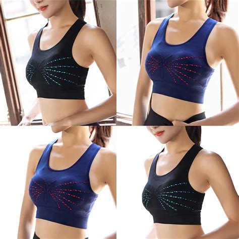 Hot Sexywomen Hollow Out Cross Shockproof Mesh Sport Bra Top Push Up Yoga Bras For Fitness
