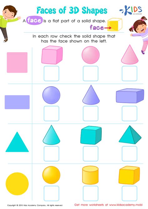 Faces Of 3d Shapes Worksheet Free Printable Pdf For Children