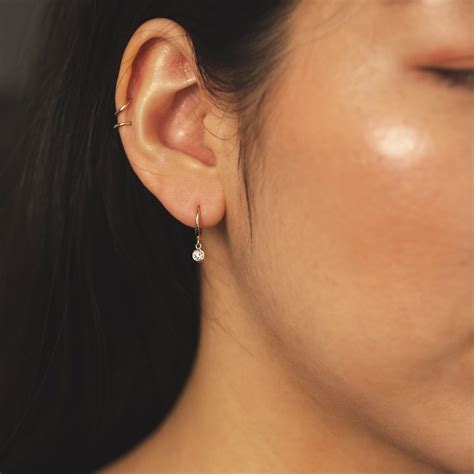 Diamond Earring Single One Earring Of Mm Diamond Huggie Charm