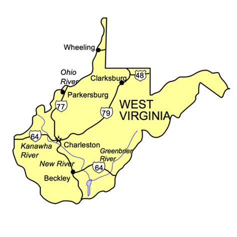 West Virginia Us State Powerpoint Map Highways Waterways