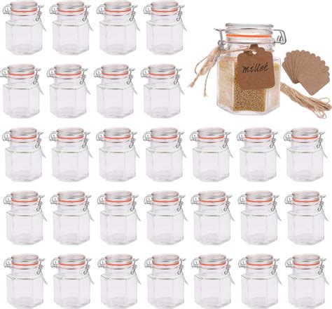 Small Glass Jars Encheng Glass Jars With Airtight Lids 4 Oz Hexagon Jars With Leak Proof Rubber