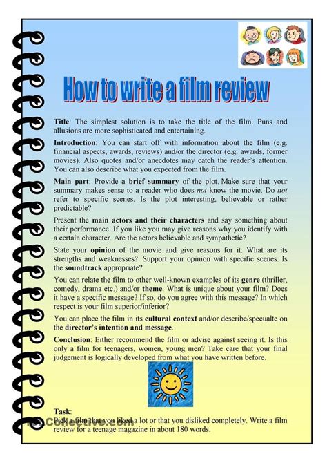 If you want to learn how to critique an article, you should first have a clear understanding of what this assignment is about. 16 best film review worksheets images on Pinterest | English language, Film review and English