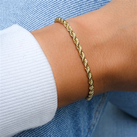 3mm Gold Rope Chain Bracelet Gold Rope Bracelet Dainty Etsy