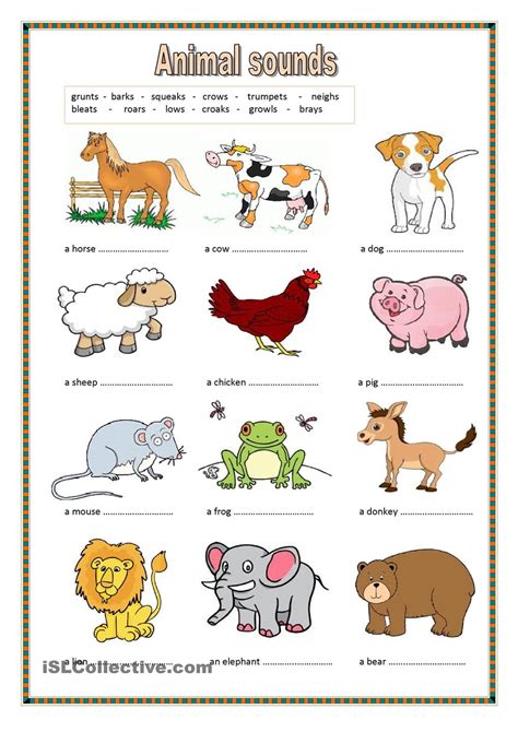 Animal Sounds Key Included Animal Worksheets