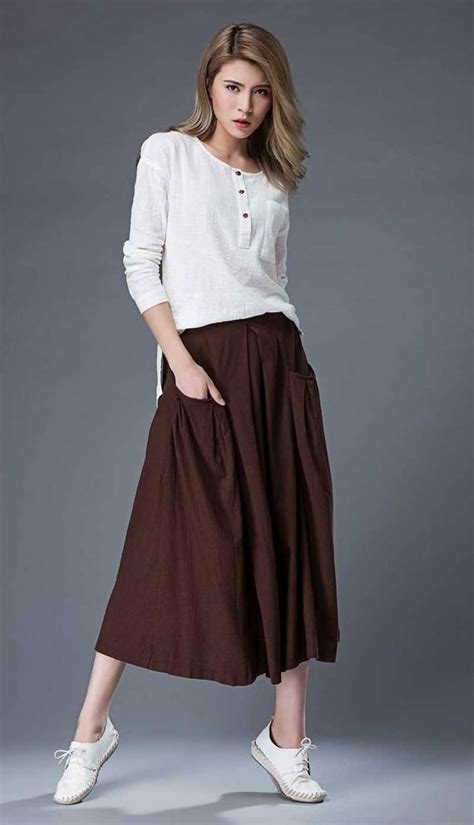 Linen Skirt Brown Linen Skirt Maxi Skirt Womens Skirts Tea Etsy In