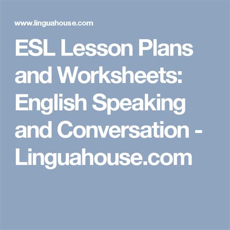 esl lesson plans  worksheets english speaking