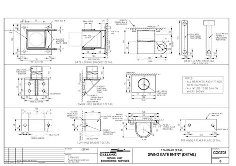 Civil Engineering Standard Drawings Cgg703 Swing Gate Entry Detail