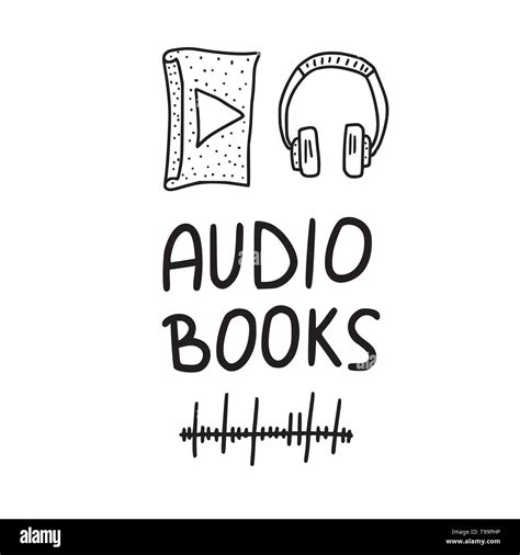 Audiobooks Concept Emblem Of Audio Book Symbols With Lettering Vector